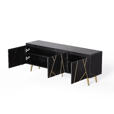 Modern TV Stand For 65" TV With Large Storage, Black - ModernLuxe - Image 8