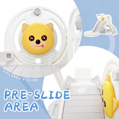 4 In 1 Kids Slide, Kids Playground Freestanding Climber And Slide Playset With Basketball Hoop For Toddlers - ModernLuxe - Image 5