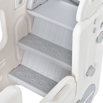 4-in-1 Kids Slide With Bus Play Structure Climber And Basketball Hoop, Freestanding Bus Climber With Slide For Toddlers-ModernLuxe - Image 8