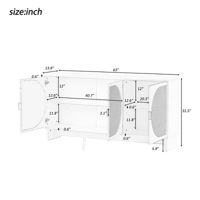 Modern Storage Cabinet With Rattan Door And Adjustable Shelves, Accent Cabinet Buffet Cabinet For Living Room-ModernLuxe - Image 2