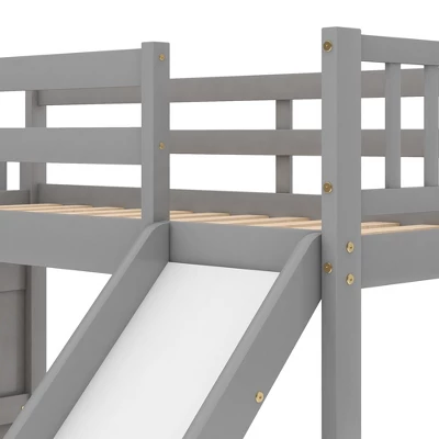 Twin Over Twin Bunk Bed With Convertible Slide And Stairway-ModernLuxe - Image 11