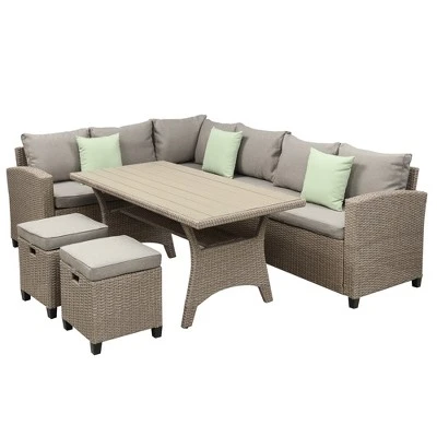 5-Piece Outdoor Conversation Set With Ottoman And Pillows-ModernLuxe - Image 2