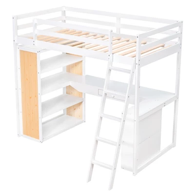 Loft Bed With Ladder, Shelves, And Desk - ModernLuxe - Image 6