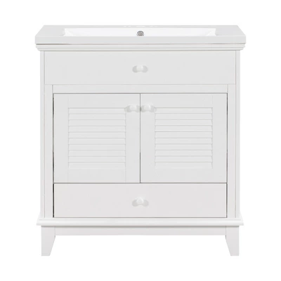 30" Bathroom Vanity With Sink And Drawers, White - ModernLuxe - Image 5