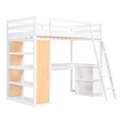 Loft Bed With Ladder, Shelves, And Desk - ModernLuxe - Image 5
