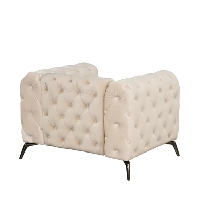 Modern Velvet Upholstered Accent Sofa Chair With Button Tufted Back-ModernLuxe - Image 4