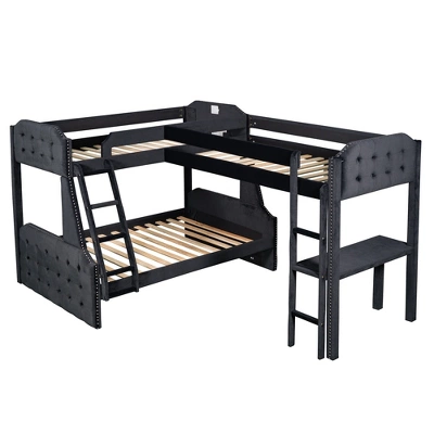 L-Shaped Twin Over Full Bunk Bed And Twin Loft Bed With Desk-ModernLuxe - Image 2