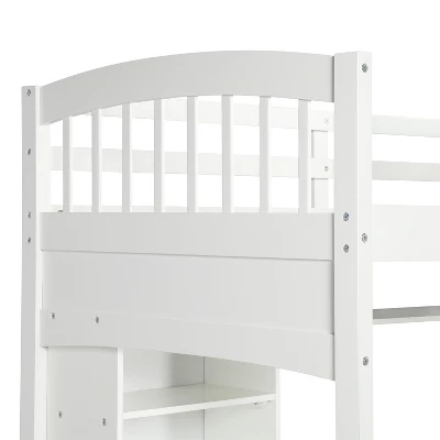 Twin Size Loft Bed With Storage Shelves, Desk And Ladder - ModernLuxe - Image 8