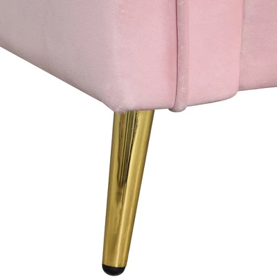 Velvet Upholstered Sofa With Armrest Pockets, 2 Pillows And Golden Metal Legs-ModernLuxe - Image 12