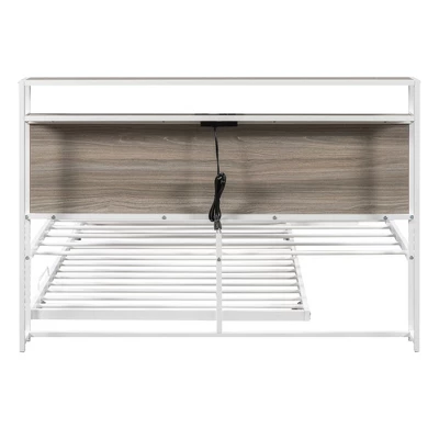 Metal Platform Bed Frame With Trundle Bed, USB Ports And Slat Support-ModernLuxe - Image 7