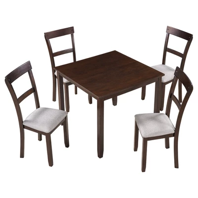 5 PCS Classic Dining Table Set With 4 Upholstered Chairs-ModernLuxe - Image 7