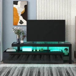 Modern TV Stand For TVs Up To 70'', UV High Gloss Surface Entertainment Center With DVD Shelf-ModernLuxe
