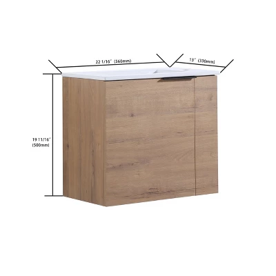 22" Bathroom Vanity With Sink, Soft Close Door And Floating Mount Design - ModernLuxe - Image 3