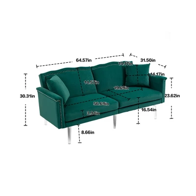 Modern Velvet Upholstered Loveseats Sofa With 2 Pillows-ModernLuxe - Image 2