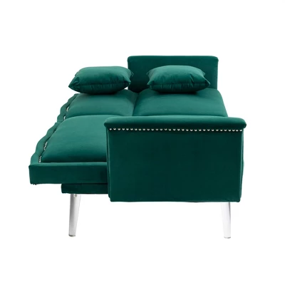 Modern Velvet Upholstered Loveseats Sofa With 2 Pillows-ModernLuxe - Image 9