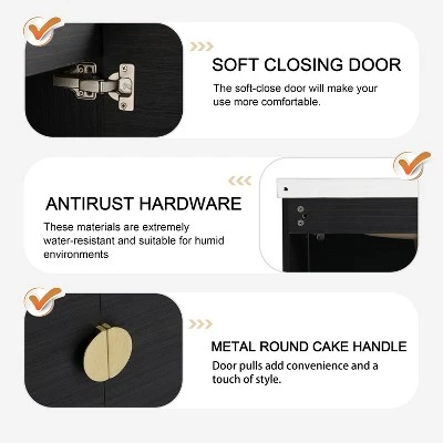 Bathroom Vanity With Sink And Soft Close Door For Small Bathrooms, Black - ModernLuxe - Image 6