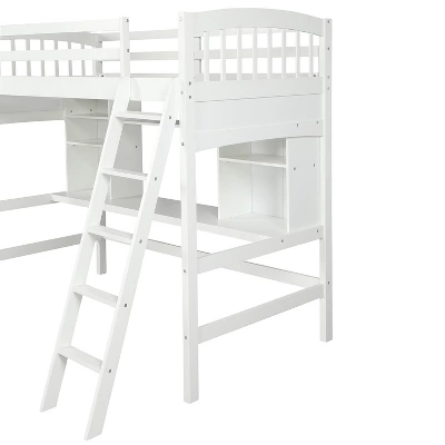 Twin Size Loft Bed With Storage Shelves, Desk And Ladder - ModernLuxe - Image 7