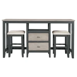Rustic 3-Piece Counter Height Wood Dining Table Set With 2 Storage Drawers And 2 Stools-ModernLuxe