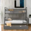 Twin Over Full Bunk Bed With Twin Size Trundle Bed, Ladder And Guardrail-ModernLuxe