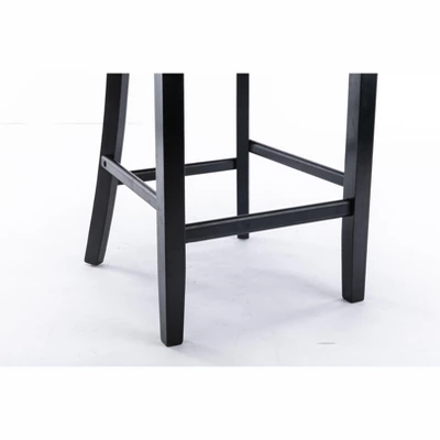 Set Of 2 Velvet Upholstered Barstools With Button Tufted Decoration, Chrome Nailhead Trim And Wooden Legs-ModernLuxe - Image 9