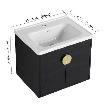 Bathroom Vanity With Sink And Soft Close Door For Small Bathrooms, Black - ModernLuxe - Image 3