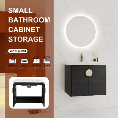 Bathroom Vanity With Sink And Soft Close Door For Small Bathrooms, Black - ModernLuxe - Image 4