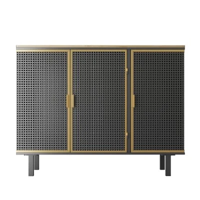 40.35" Contemporary Sideboard With 3 Doors, Dark Gray - ModernLuxe - Image 3