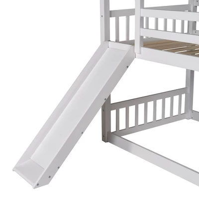 Twin Over Twin House Shaped Bunk Bed With Convertible Slide And Ladder-ModernLuxe - Image 11