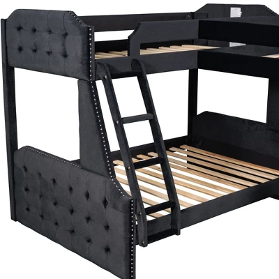 L-Shaped Twin Over Full Bunk Bed And Twin Loft Bed With Desk-ModernLuxe - Image 5