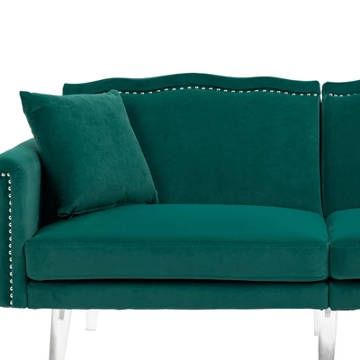 Modern Velvet Upholstered Loveseats Sofa With 2 Pillows-ModernLuxe - Image 11