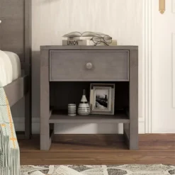 Wooden Nightstand With A Drawer And An Open Storage - ModernLuxe