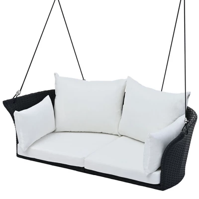 51.9" 2-Person Hanging Rattan Woven Swing Seat - ModernLuxe - Image 3