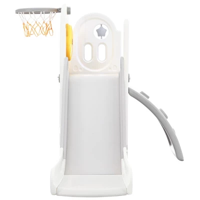 4 In 1 Kids Slide, Kids Playground Freestanding Climber And Slide Playset With Basketball Hoop For Toddlers - ModernLuxe - Image 9