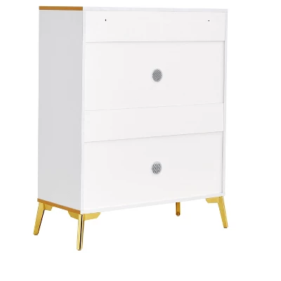 Modern Elegant Storage Cabinet, Gold+White - ModernLuxe - Image 5