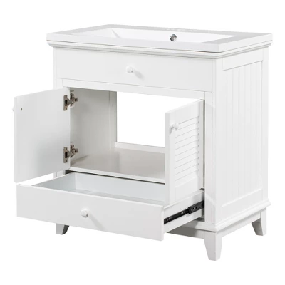 30" Bathroom Vanity With Sink And Drawers, White - ModernLuxe - Image 6