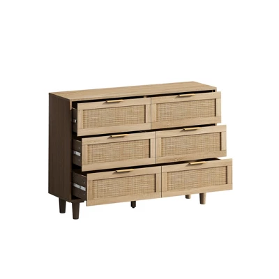 43.31" 6-Drawer Rattan Storage Cabinet For Living Room And Bedroom - ModernLuxe - Image 4