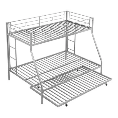Twin Over Full Steel Bunk Bed With Twin Size Trundle Bed And Two-Side Ladders-ModernLuxe - Image 5
