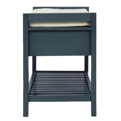 Entryway Storage Bench With Cushioned Seat, Shoe Rack And Drawers-ModernLuxe - Image 7
