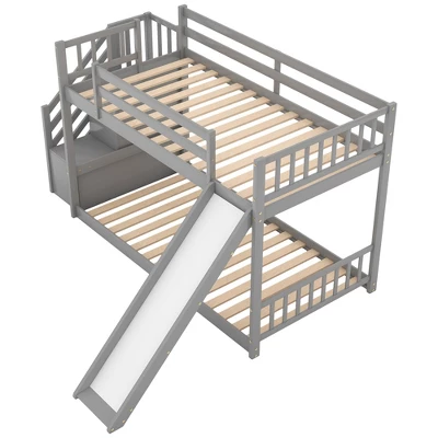 Twin Over Twin Bunk Bed With Convertible Slide And Stairway-ModernLuxe - Image 8