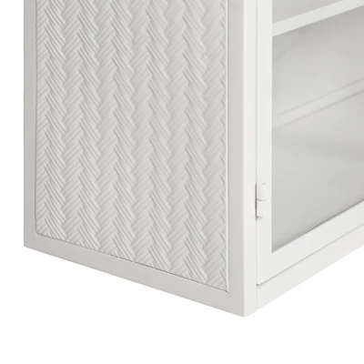 27.56" 3-Tier Storage Shelf Glass Door Wall Cabinet With Characteristic Woven Pattern - ModernLuxe - Image 9