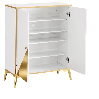 Modern Elegant Storage Cabinet, Gold+White - ModernLuxe