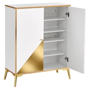 Modern Elegant Storage Cabinet, Gold+White - ModernLuxe - Image 4
