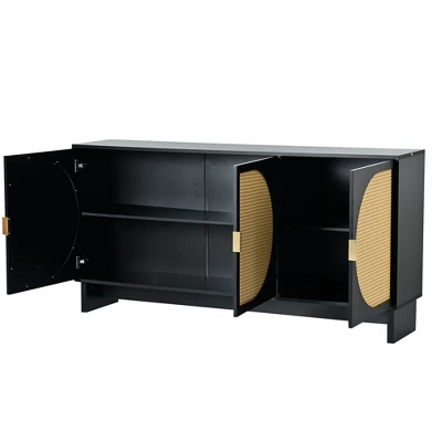 Modern Storage Cabinet With Rattan Door And Adjustable Shelves, Accent Cabinet Buffet Cabinet For Living Room-ModernLuxe - Image 7