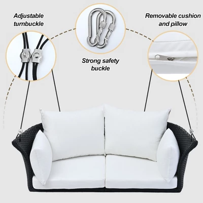 51.9" 2-Person Hanging Rattan Woven Swing Seat - ModernLuxe - Image 6