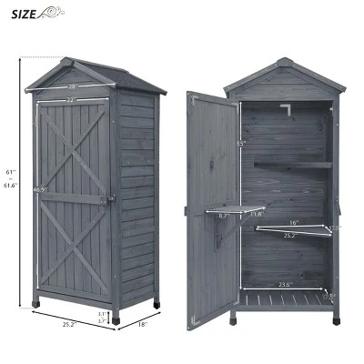 Outdoor Wooden Storage Sheds Fir Wood Lockers With Workstation-ModernLuxe - Image 2