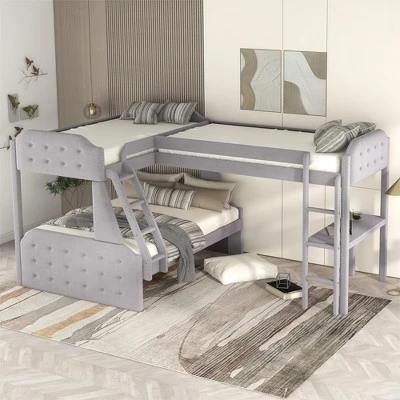 L-Shaped Twin Over Full Bunk Bed And Twin Loft Bed With Desk-ModernLuxe - Image 8