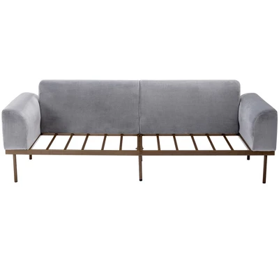 Modern Velvet Loveseat Sofa With Metal Legs And Two Pillows-ModernLuxe - Image 11