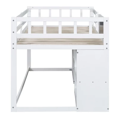 Twin Size Low Loft Bed With Rolling Desk, Shelves And Drawers - ModernLuxe - Image 8