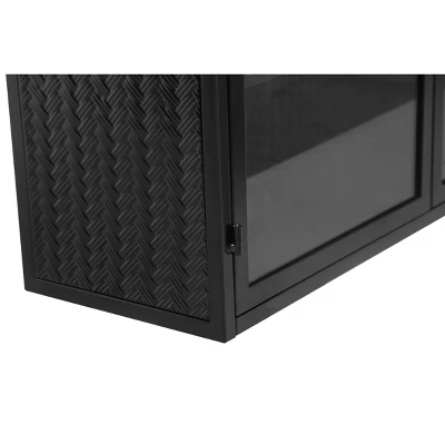 27.56" 3-Tier Storage Shelf Glass Door Wall Cabinet With Characteristic Woven Pattern - ModernLuxe - Image 6