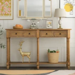 Console Table With Two Storage Drawers And Bottom Shelf-ModernLuxe